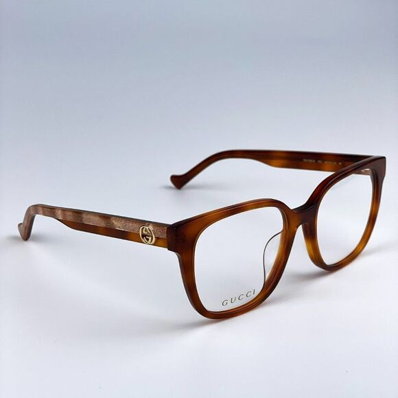 NEW Gucci GG1305OA 003 Havana Crystal Square Women Eyeglasses - Picture 5 of 10